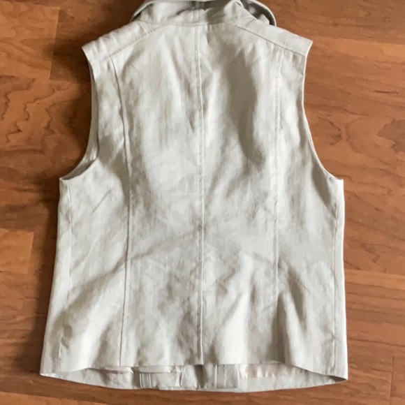 Vince Leather and Linen Asymmetrical Moto Vest-Medium - Picture 8 of 9